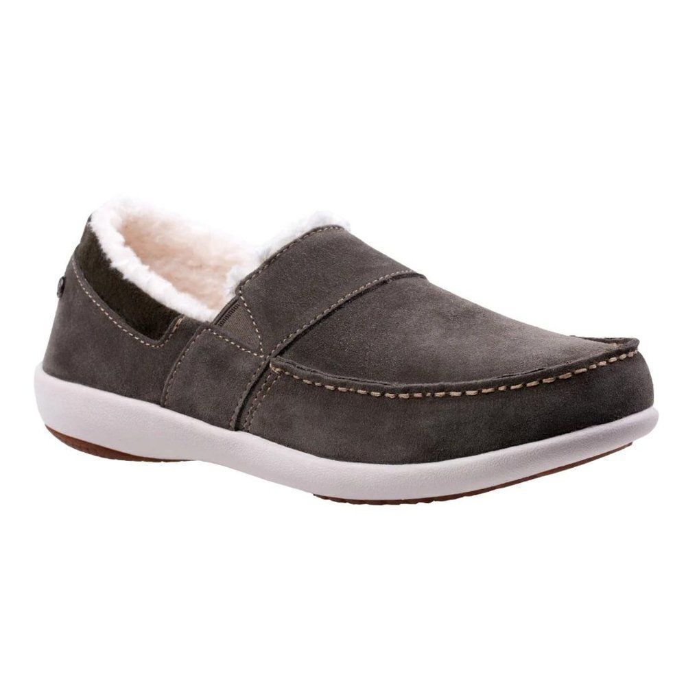 Waco Spenco Women's Wool Collared Fiesta Cozy Suede Slip On Shoes Olive Size 6